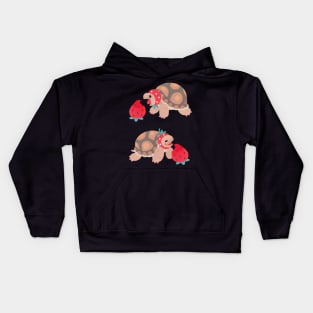 Tortoises love strawberries Kids Hoodie